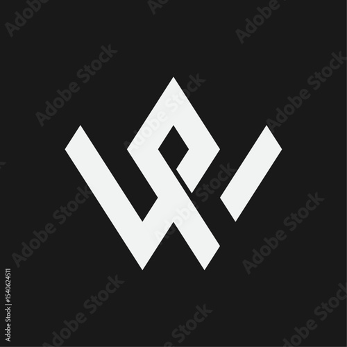 Modern pw wp logo template geometry lettering vector