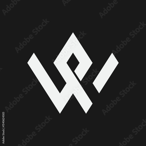 Modern pw wp logo template geometry lettering vector