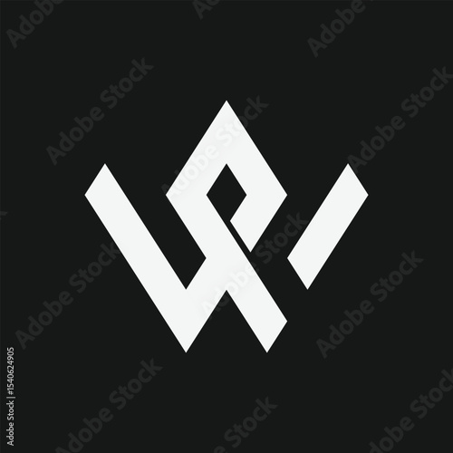 Modern pw wp logo template geometry lettering vector