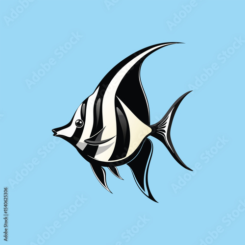 Striped Moorish Idol Fish Illustration Elegant Aquatic Design