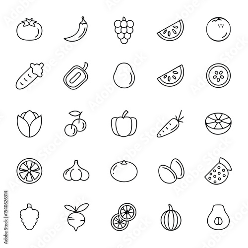 fruits and vegetables icons
