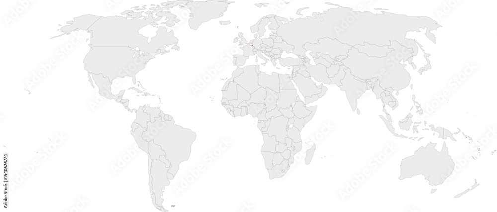 Obraz premium Luxembourg Highlighted on World Map
