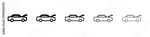 Broken car with open hood icon Flat design on isolated background