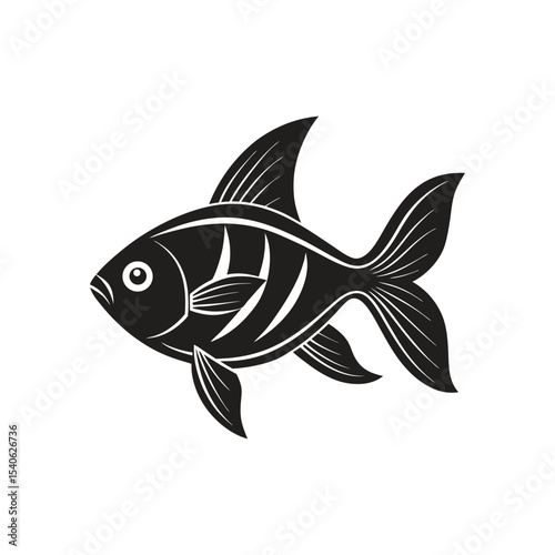 Elegant Black and White Fish Illustration  A Stunning Design for Aquatic Themes