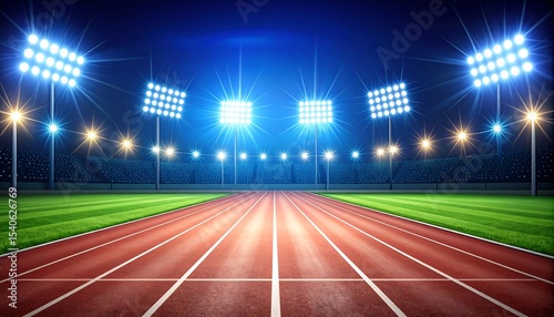 Night stadium running track.