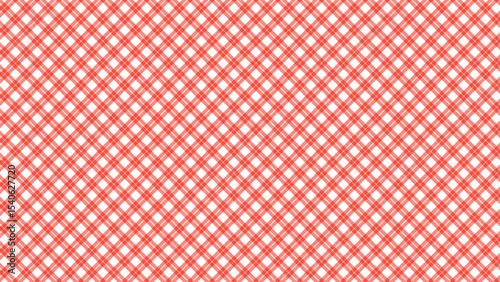 Red and white diagonal plaid fabric texture background. Luxury plaid checkered seamless pattern.