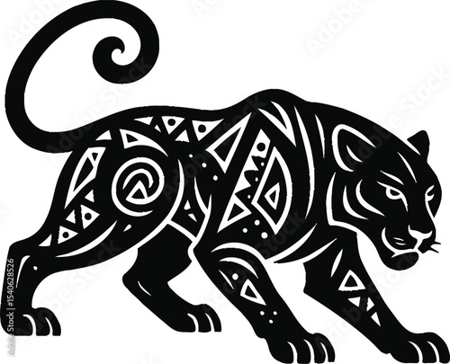 Stylized Tiger Tattoo Design Tribal Art Illustration