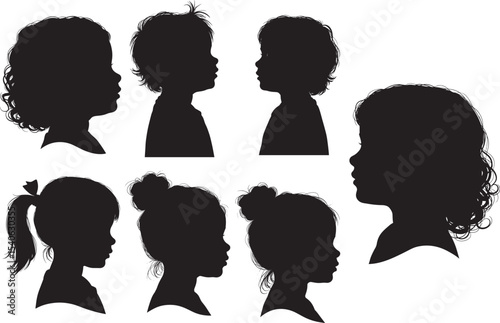 Children playing silhouette vector illustration