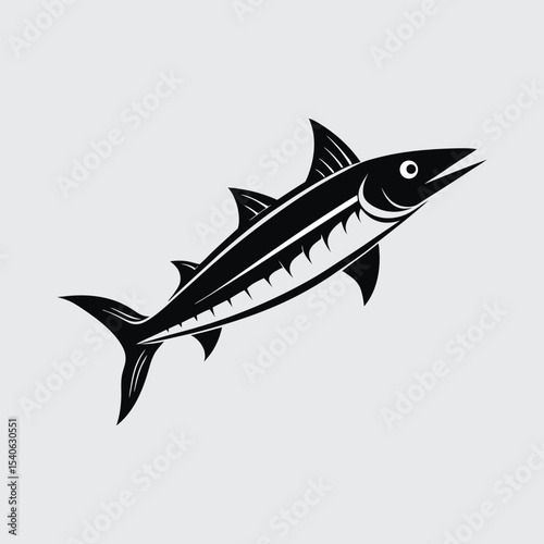 Majestic Marlin A Striking Black and White Fish Illustration