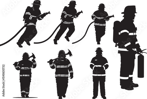 Firefighter hero silhouette vector illustration