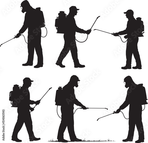 Insect exterminator worker silhouette vector illustration