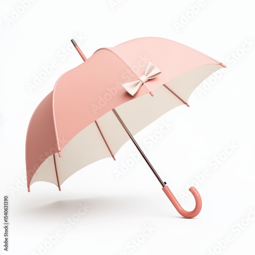 Elegant Pink Umbrella with Bow and Minimalist Design for Fashion
