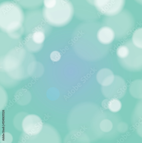 A blue-green gradient background with blurry white and light blue circular bokeh lights