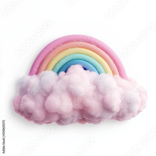 Colorful Rainbow and Fluffy Cloud Decorative Element for Children