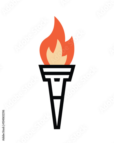 Modern Vector Torch Flame Symbol of Inspiration and Guidance Isolated on White Background Illustration