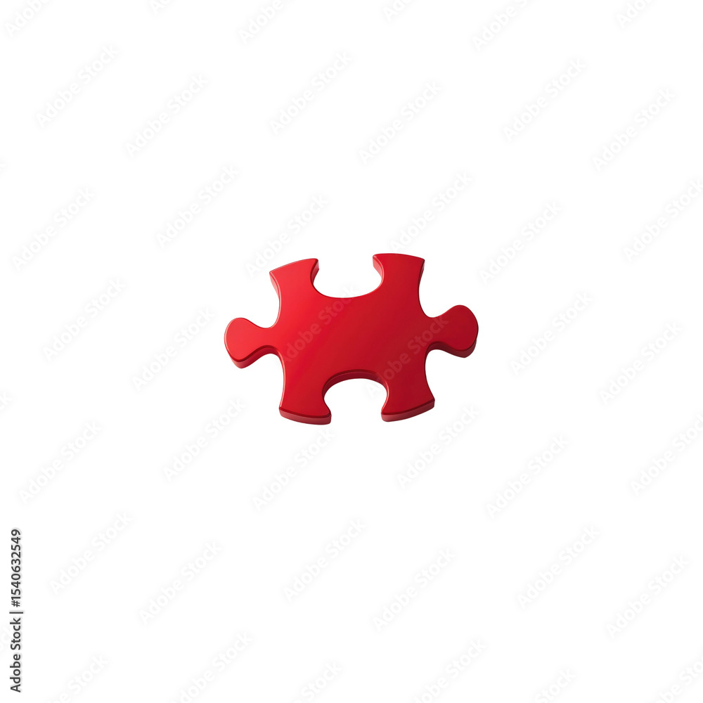 Obraz premium Single Red Puzzle Piece on Transparent Background Solution, Connection, and Teamwork Concept