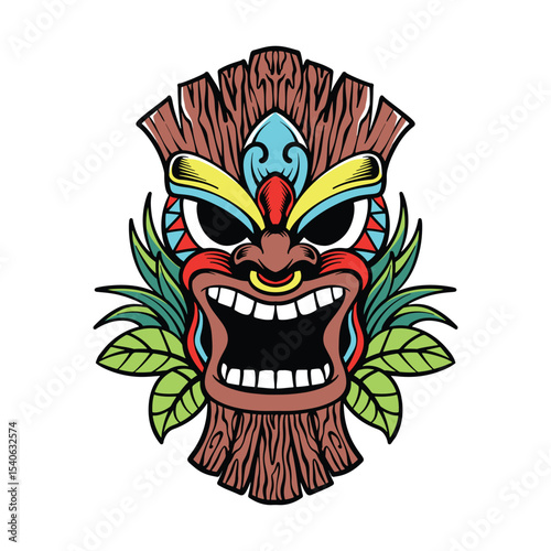Tiki mask vector on white background