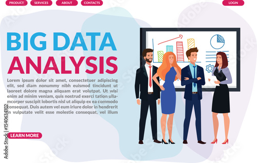 Modern data analysis illustration featuring charts