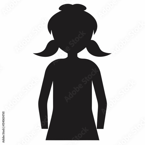 Silhouette of a young girl with pigtails and a bun hairstyle