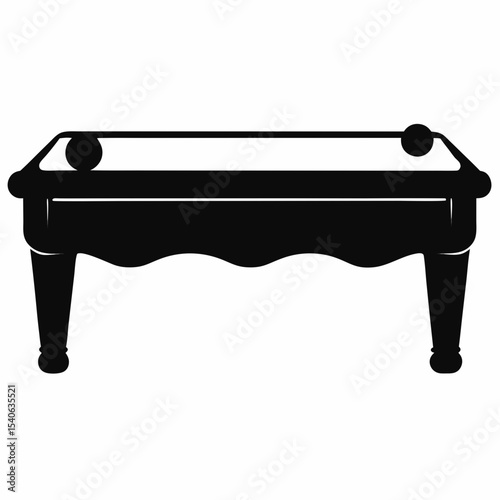 Simple Black and White Pool Table Icon with Two Balls