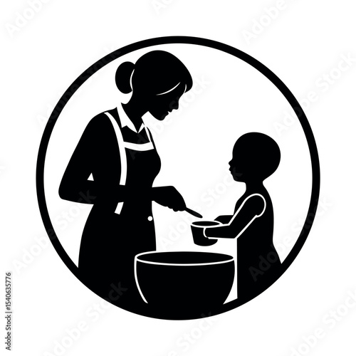  parent cooking baby food on white backgroumd