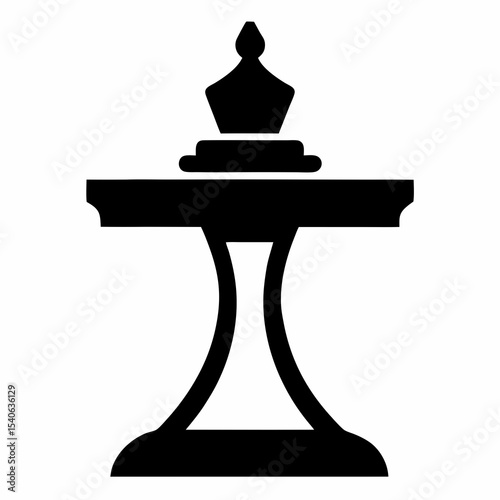 Elegant Black Chess Bishop Piece Silhouette on White Background for Strategy Game