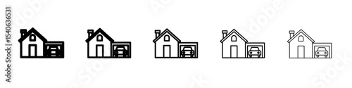 house with garage icon Flat design on isolated background