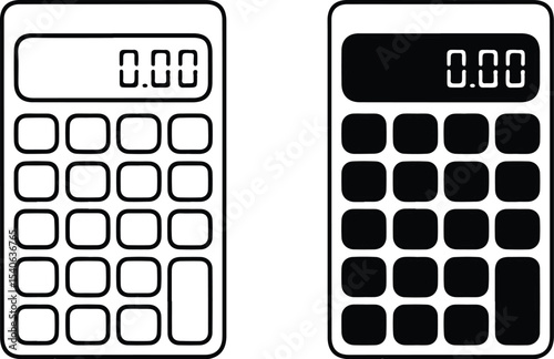 Calculator icon set outline and filled design