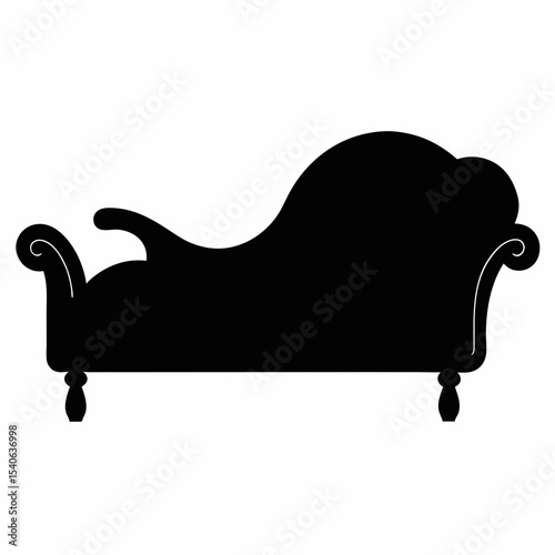 Elegant chaise lounge silhouette vintage furniture design element for interior decoration