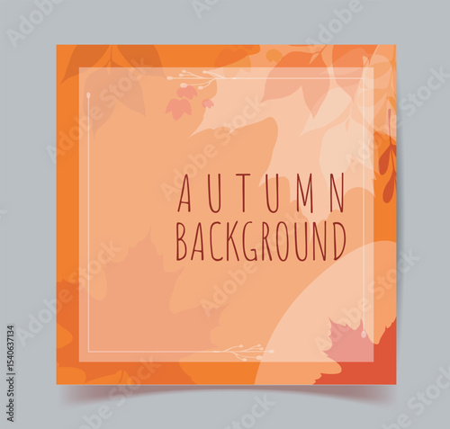 Autumn-themed background with abstract leaves in soft orange and red tones on a gray backdrop, perfect for seasonal promotions or invitations. Vector illustration
