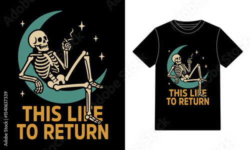This Life to Return – Retro Skeleton Moon Tee