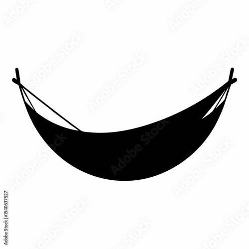 Simple Black Hammock Silhouette for Relaxation Vacation and Summer Themes
