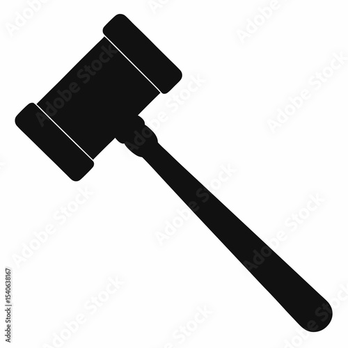Black silhouette of a judge s gavel representing law and order concepts