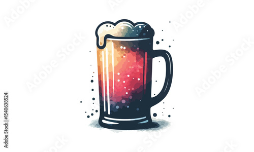 beer mug, free drink, watercolor mugs of beer