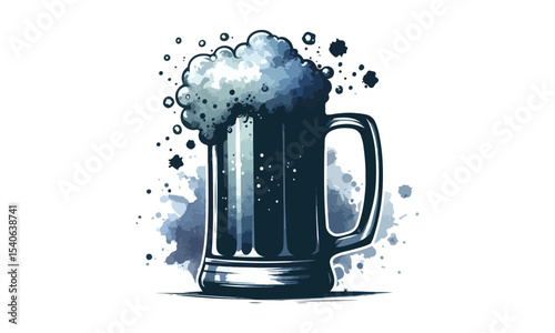 beer mug, free drink, watercolor mugs of beer