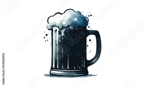 beer mug, free drink, watercolor mugs of beer