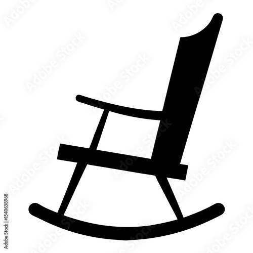 Simple Black Rocking Chair Silhouette on White Background for Design Elements