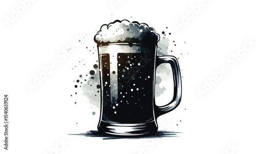 beer mug, free drink, watercolor mugs of beer