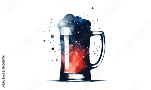 beer mug, free drink, watercolor mugs of beer