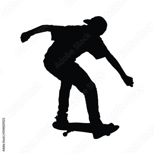 silhouette skateboarder vector illustration, skateboard black design collection