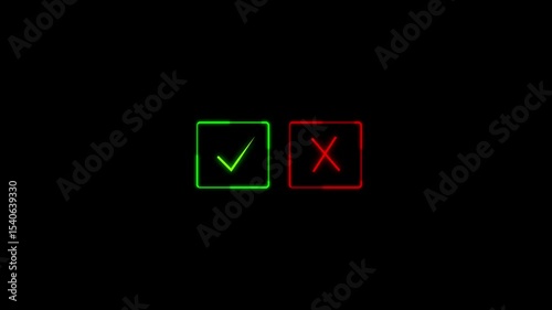 abstract Animated Checkmark and Cross Symbol for Correct and Incorrect Choices, agreements, approved, box, cancel, check, check box, check list, check mark, checkbox..