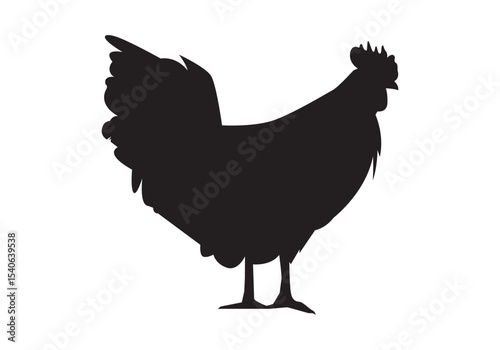 vector chicken black silhouettes isolated on white background
