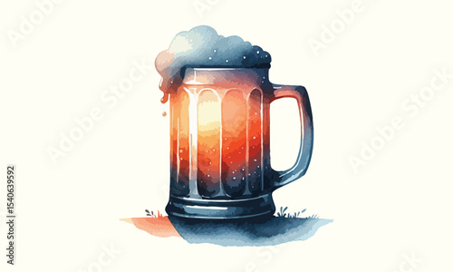 beer mug, free drink, watercolor mugs of beer