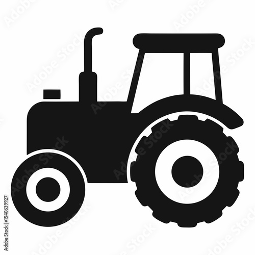 Black and White Tractor Icon for Agriculture and Farming Industries