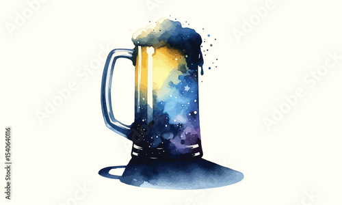 beer mug, free drink, watercolor mugs of beer