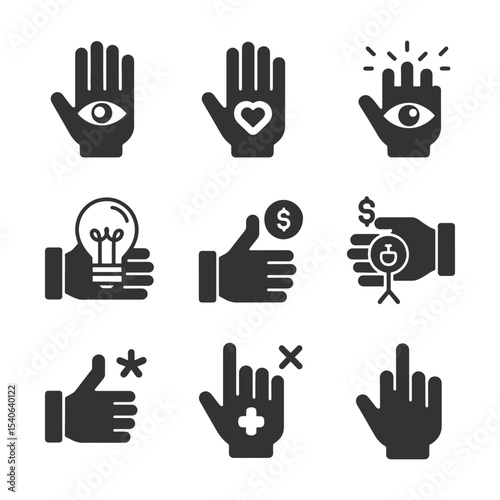 Human hands icons, Set of hand gestures icon