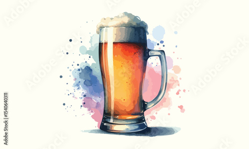 beer mug, free drink, watercolor mugs of beer