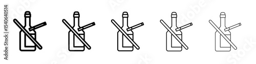 No alcohol and cigarettes icon Flat design on isolated background