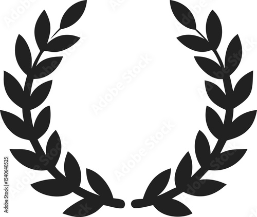laurel wreath black silhouette icon, symbol of victory and achievement vector illustration