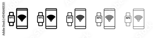 NFC bracelet connected icon Flat design on isolated background